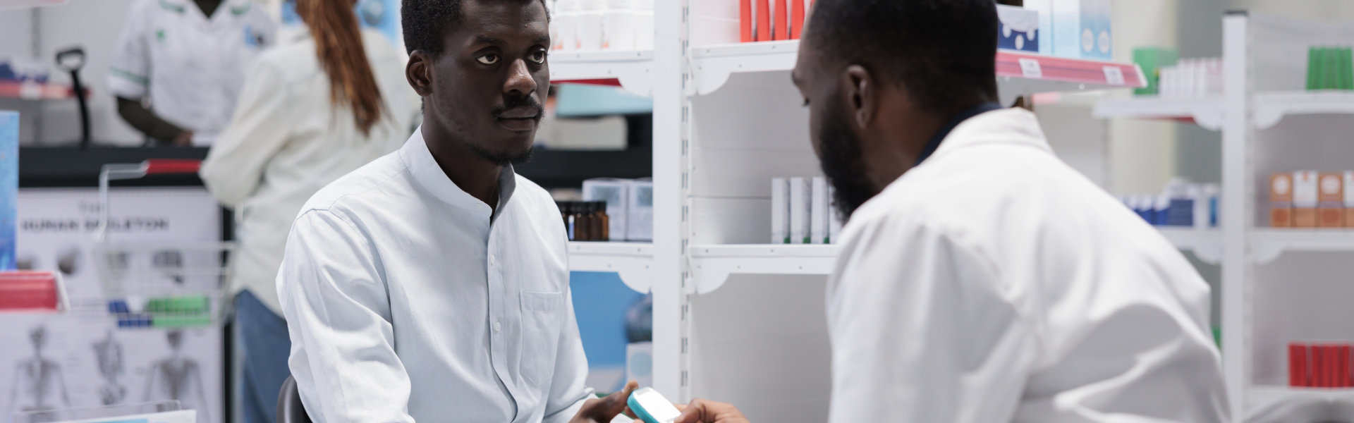 customer during medical check up in the pharmacy